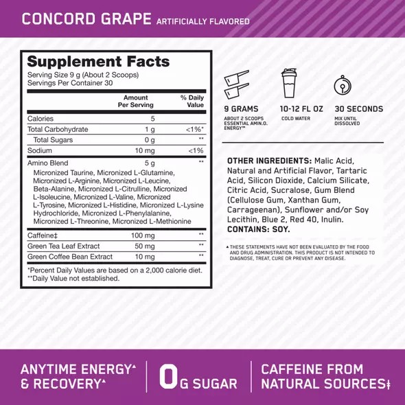 Optimum Nutrition ESSENTIAL AMIN.O. ENERGY® Concord Grape 1.29 lb - Notify me Indonesia | 31542-WMTG